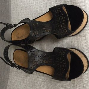Franco Sarto Black and Tan wedges size 8.5